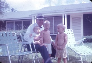 Popo Kevin Eddie Rush sitting in front yard summer 61